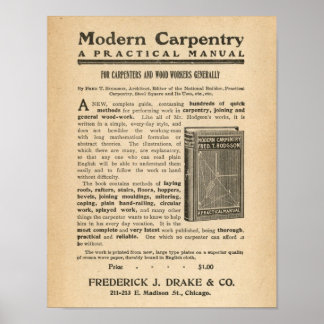 Vintage Ad Advertising for Modern Carpentry Book Poster