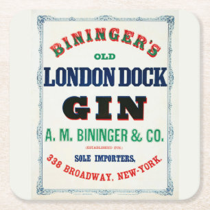 Vintage Ad for Biningers Old London Dock Gin Rechteckiger Pappuntersetzer