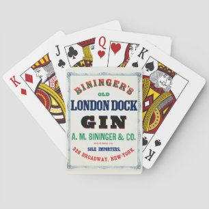 Vintage Ad for Biningers Old London Dock Gin Spielkarten