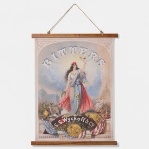 Vintage Ad for Bitters Sold by S. S. Wyckoff & Co. Wandteppich Mit Holzrahmen