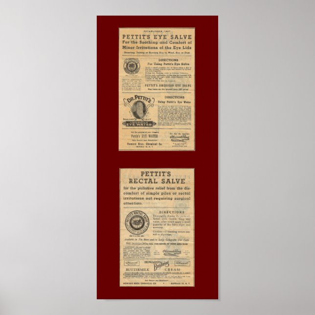 Vintage Ad for Dr Petit's Salve Poster (Vorne)