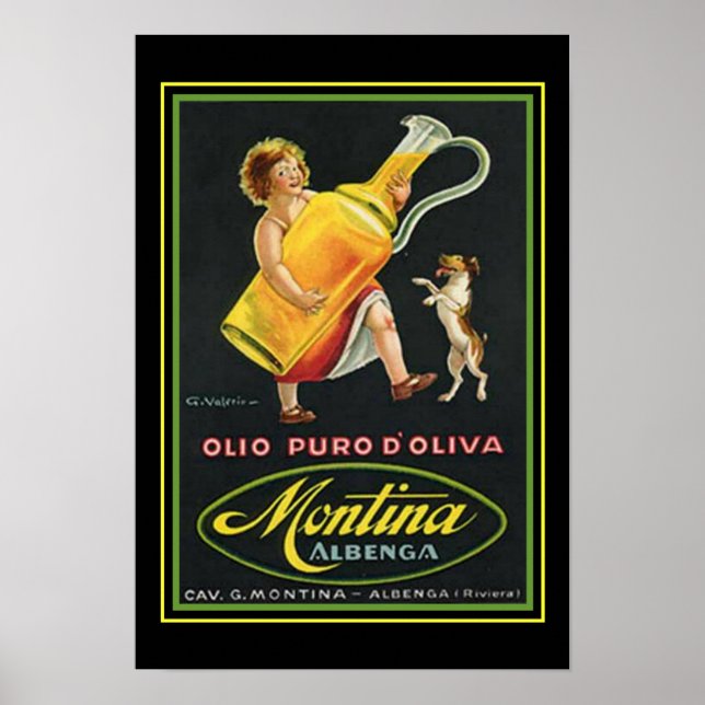 Vintage Ad Montina Olivenöl Poster 13 x 19 (Vorne)