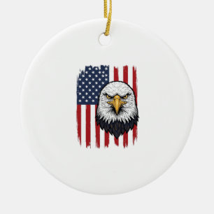 Vintage-Adler-Amerikanische-Flagge-Patriotisches-S Keramik Ornament