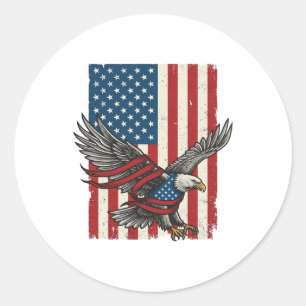 Vintage-Adler-Flagge-Vektor-Patriotisches-Shirt-De Runder Aufkleber