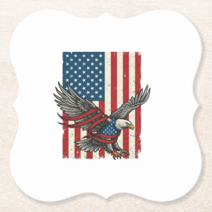 Vintage-Adler-Flagge-Vektor-Patriotisches-Shirt-De Untersetzer