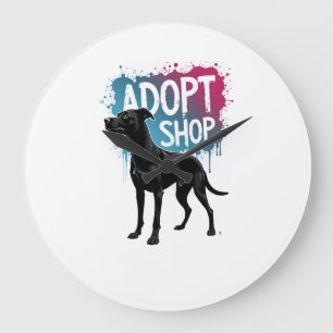 Vintage Adoptiere Nicht Kaufen Hund Graffiti Rettu Große Wanduhr