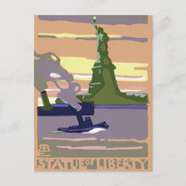 Vintage Adressänderung, Freiheitsstatue NYC Ankündigungspostkarte (Vorderseite)