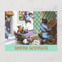 Vintage Adressenänderung Postkarte mit Katzen