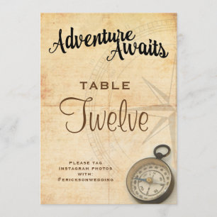 Vintage Adventure Travel Mariage Numéro de table