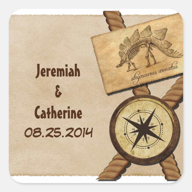 Vintage Adventure Wedding Stickers (Vorderseite)