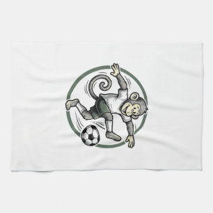 Vintage-Affen-Fußballspieler-Gravur-Shirt-Design Geschirrtuch