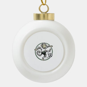 Vintage-Affen-Fußballspieler-Gravur-Shirt-Design Keramik Kugel-Ornament