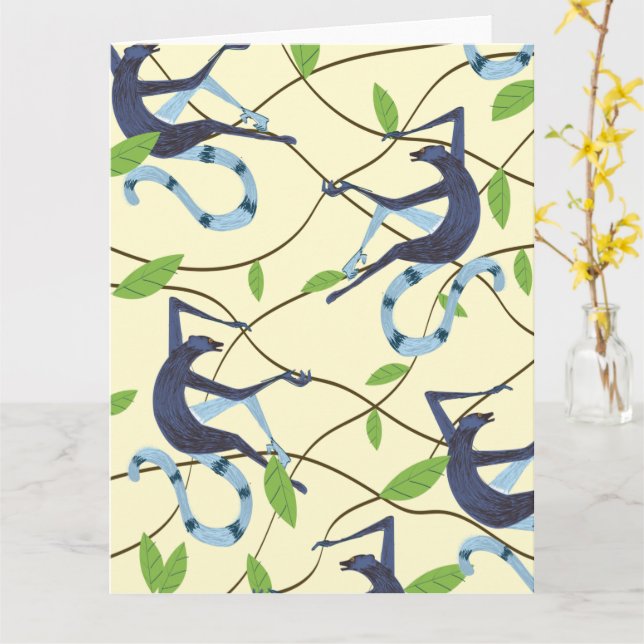 Vintage Affen Karte (Gelbe Blume)