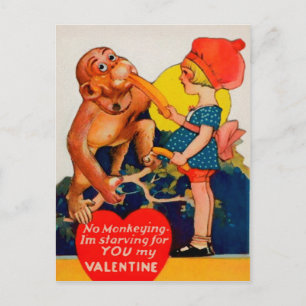 Vintage-Affengeschenke zum Valentinstag Postkarte