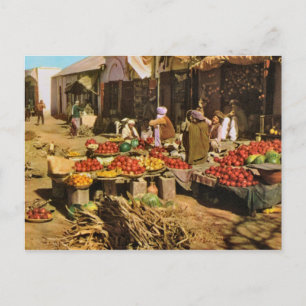 Vintage Afghanistan, street market in Kandahar Postkarte