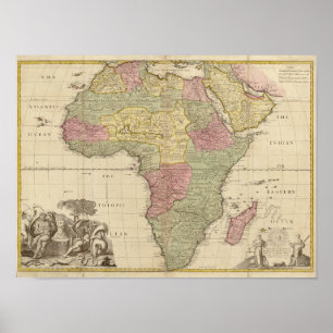 Vintage Afrika-Karte 1725 Poster