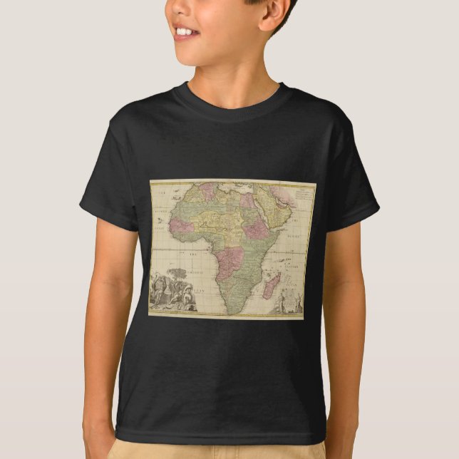 Vintage Afrika-Karte 1725 T-Shirt (Vorderseite)