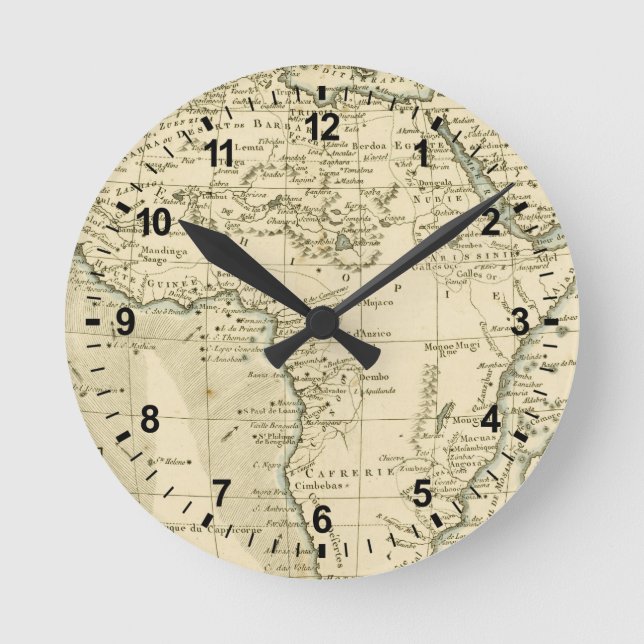 Vintage Afrika-Karte Runde Wanduhr (Vorderseite)