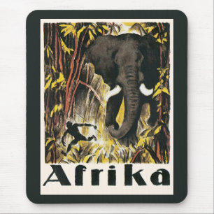Vintage-Afrika-Reiseposter, Afrikanischer Elefant Mousepad
