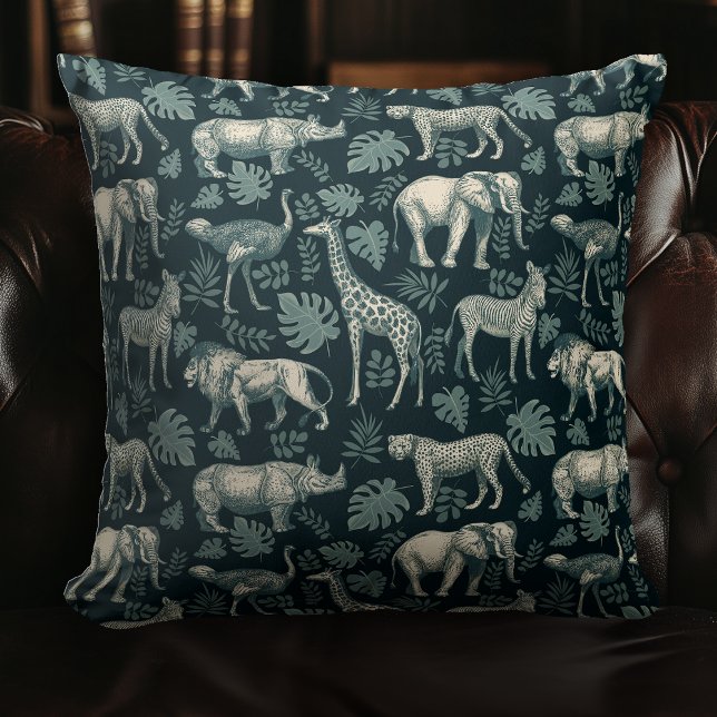 Vintage afrikanische Safari-Tiere Kissen (Von Creator hochgeladen)