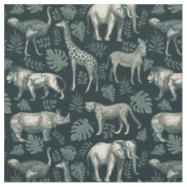 Vintage afrikanische Safari-Tiere Stoff
