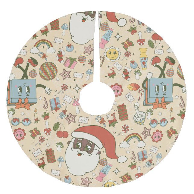 Vintage afrikanische Weihnachtsfeiertage Polyester Weihnachtsbaumdecke (Vorderseite)