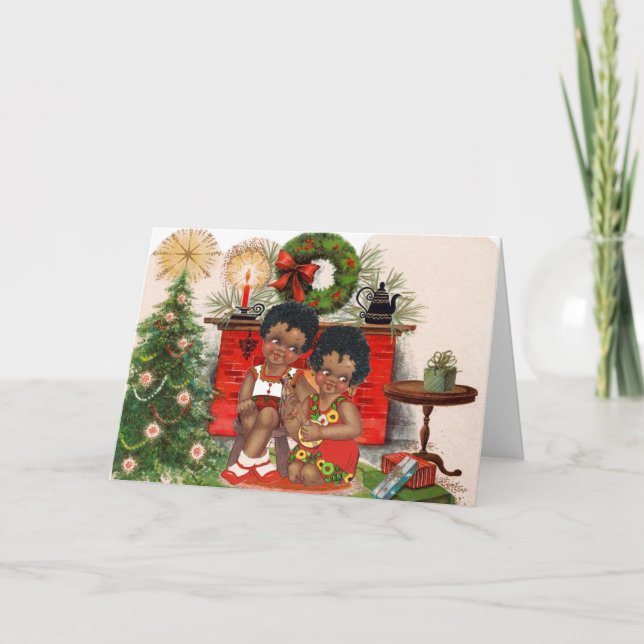 Vintage Afrikanische Weihnachtskarte Feiertagskarte (Vorderseite)
