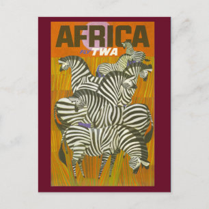 Vintage afrikanische Zebrawanderpostkarte Postkarte