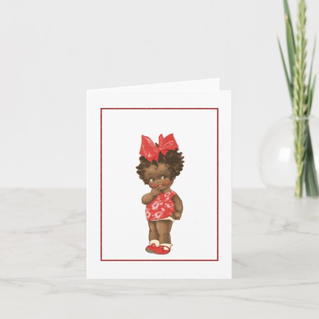 Vintage Afro American Child Note Card Dankeskarte (Vorderseite)