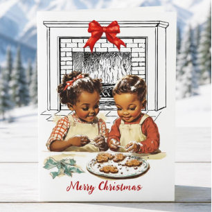 Vintage afroamerikanische Weihnachtskarte Feiertagskarte