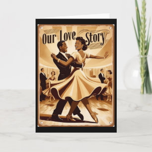 Vintage afroamerikanisches Paar tanzt Valentinstag Karte