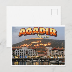Vintage Agadir Stadtstrand Marokko Reiseandenken Postkarte