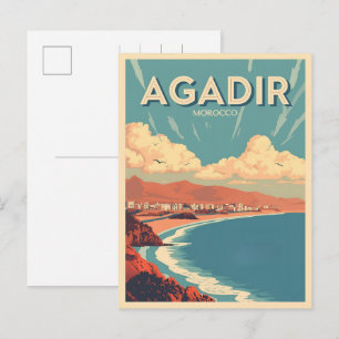 Vintage Agadir Stadtstrand Marokko Reiseandenken Postkarte