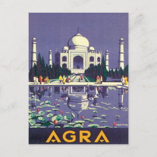 Vintage Agra Taj Mahal Indien Postkarte