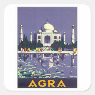 Vintage Agra Taj Mahal Indien Quadratischer Aufkleber