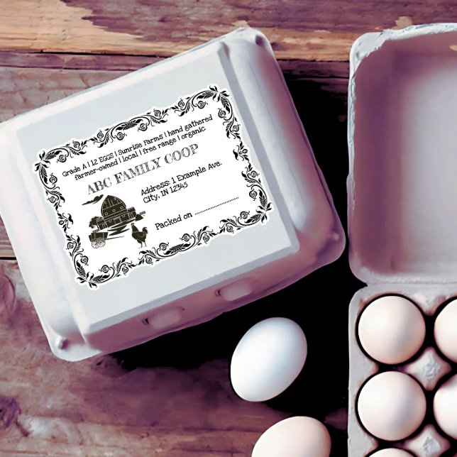 Vintage Agritourisme Étiquette carton oeufs (Créateur téléchargé)