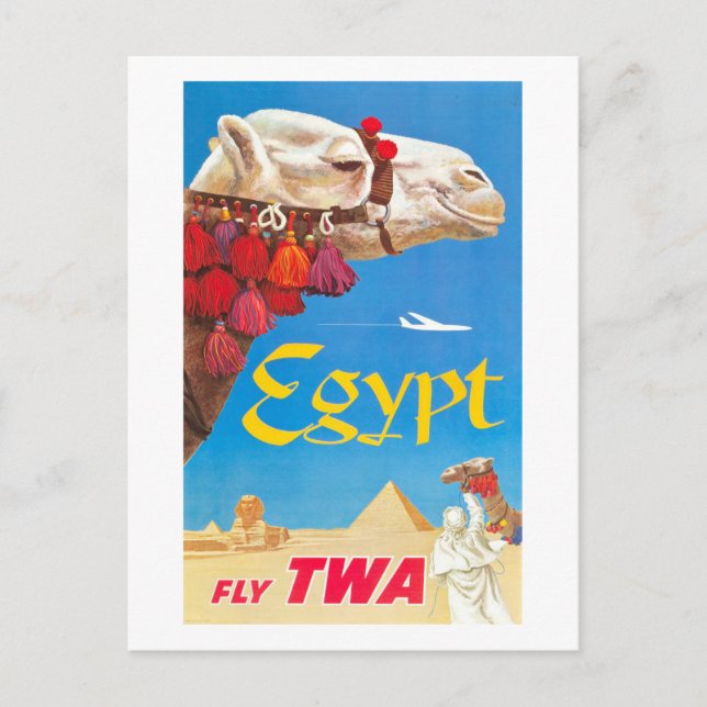 Vintage ägyptische Luftreisewerbung Feiertagspostkarte (Vorderseite)