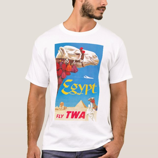 Vintage ägyptische Luftreisewerbung T-Shirt (Vorderseite)