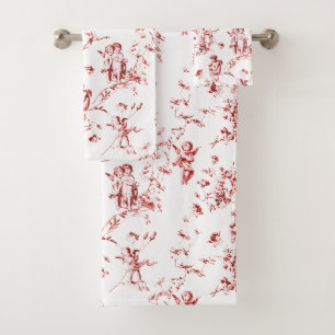 Vintage ailes Cherub Angels Fleurs Toile Rouge