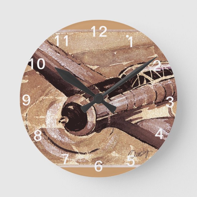 Vintage Aircraft Wall Clock Runde Wanduhr (Vorderseite)
