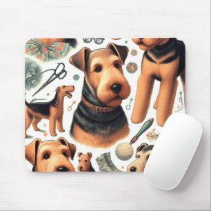 Vintage Airedale Terrier Nahtlos Mousepad