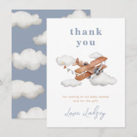 Vintage Airplane Babydusche Danke Karte
