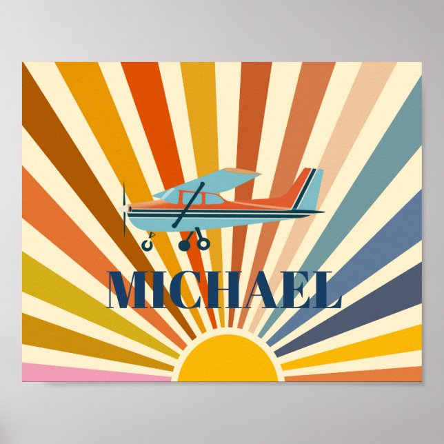 Vintage Airplane Cessna Retro Sunset Custom Poster (Vorne)