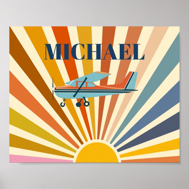 Vintage Airplane Cessna Retro Sunset Custom Poster (Vorne)