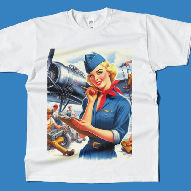 Vintage Airplane Pin-up T-Shirt (Von Creator hochgeladen)