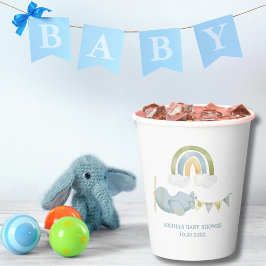 Vintage Airplane Rainbow Clouds Boy Baby Shower  Pappbecher