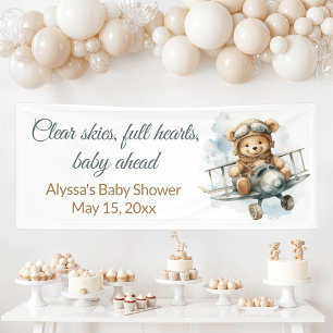 Vintage Airplane Teddy Bear Baby Dusche Banner