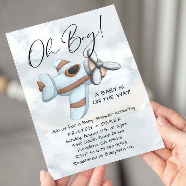 Vintage Airplane Up-Away Babydusche Einladung (Von Creator hochgeladen)