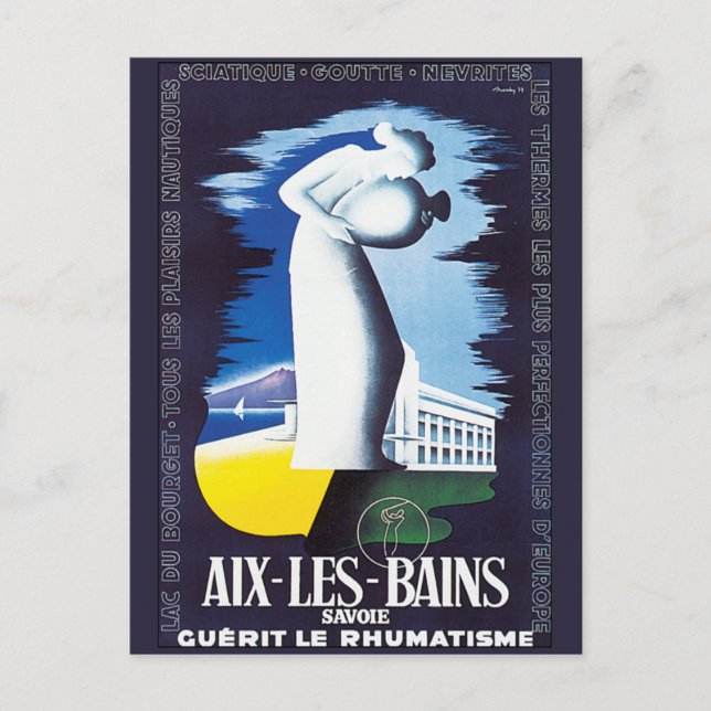 Vintage Aix-Les-Bains Postkarte (Vorderseite)