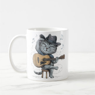 Vintage-Akustik-Blues-Katze spielt Gitarre Blues M Kaffeetasse